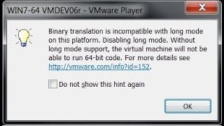 mac os x is not supported with binary translation vmware player